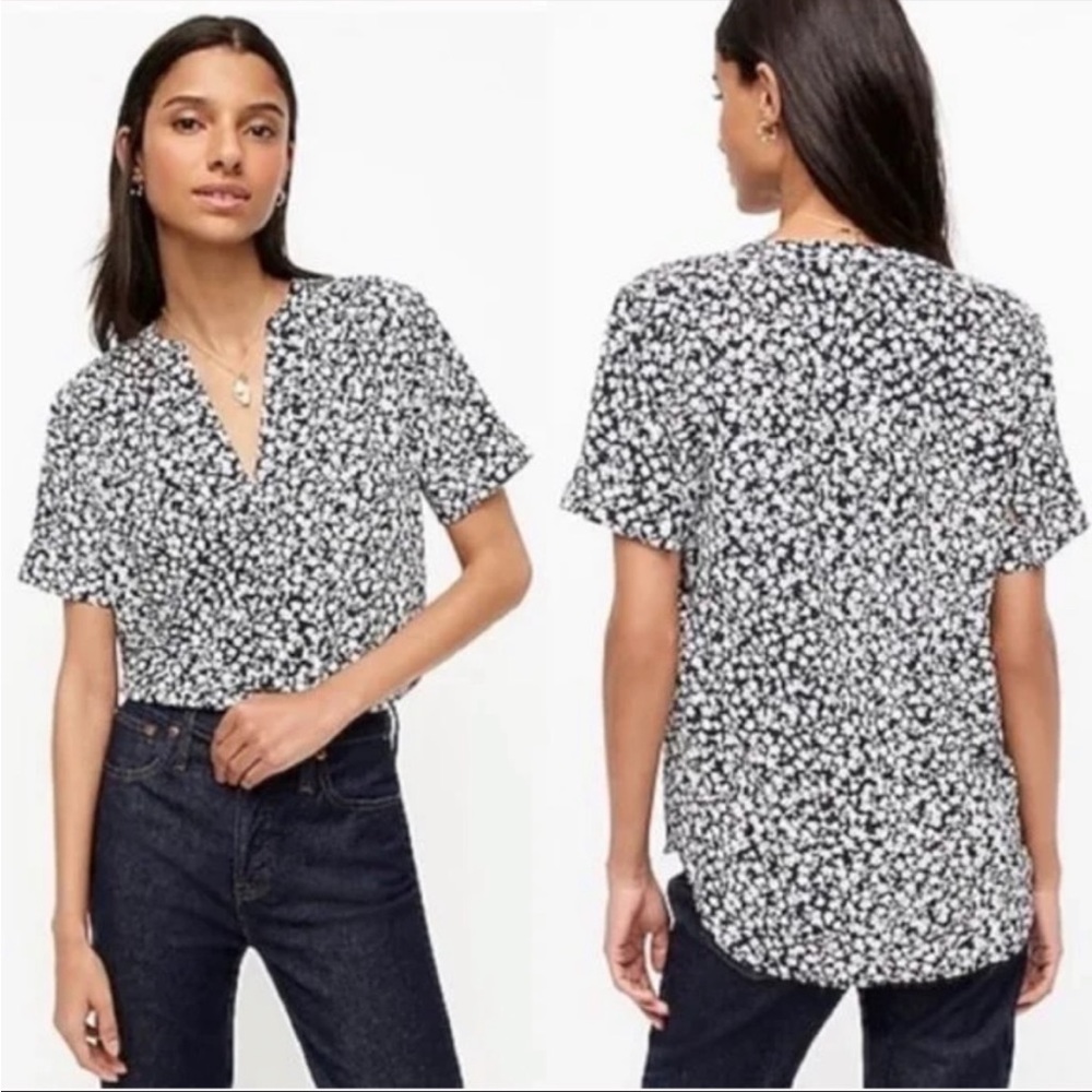J Crew Floral Popover Top